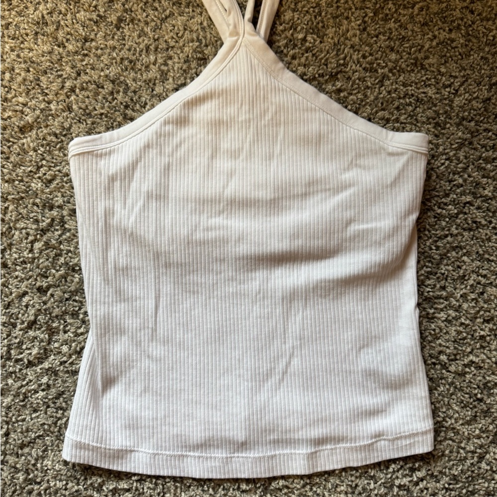 White Ribbed Halter Top